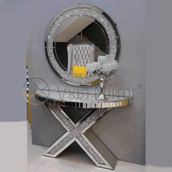 Hulgi-Kodu-Mööbel Konsooli Tabeli Peegel Kaasaegne Purustatud Kristall Teemant Konsooli Tabelid