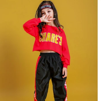 Tüdrukute Hip-Hop Dressipluus 2 Tk Komplekt Crop Top, Lapsed, Lapsed Streetwear Sport Jogger Pant Varustus Teismeliste Jazz Street Dance Riided