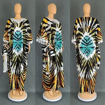 2023-Aafrika Kleit Naistele mõeldud Õhtu Pool Autumm Elegantne Prindi O-kaeluse Maxi Kleit Moslemi Mood Abaya Aafrika Riided