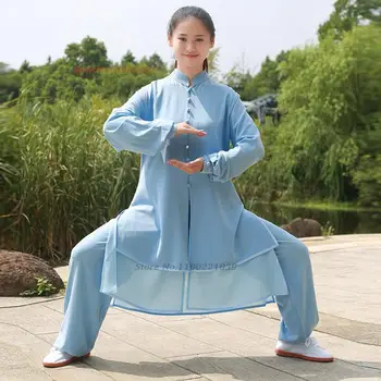 2024 traditsiooniline hiina taichi wushu ühtne kungfu kasutada riietus sifonki hingav võitluskunstide wingchun taiji kostüüm