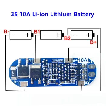 3S 10A Li-Liitium-ioon Aku 18650 Laadija tarbijakaitseameti 11.1 12.6 V V