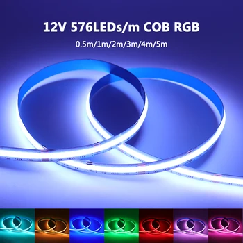DC12V 24V RGB COB LED Riba 576Leds/m Veekindel LED-Lint 0,5 m 1m 2m 3m 4m 5m Paindlik Lindi Lamp 10MM PCB Laius Ruumi Valgustus