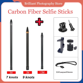 Eest GoPro 12 Must 1,5 M 2.9 M 3M Carbon Fiber Selfie Kinni 1/4 Kruvi Insta360 Minna 3 X3 DJI Osmo Meede 4 Kaamera Tarvik