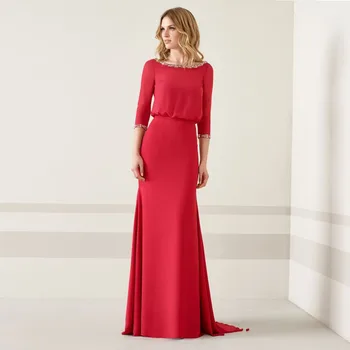 Elegantne Punane Sifonki Ema Pruut Kleidid Pulmad Profileerimine Põranda Pikkus Ametlik Õhtu Poole Kleit
