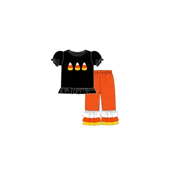 Hulgi-Lapsed, Pere Riideid Must Top Candy Orange Ruuduline Püksid Poistele Halloween Komplekt Tüdrukute Riideid Beebi Romper