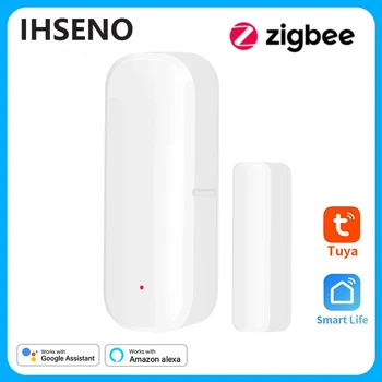 IHSENO ZigBee Ukse Akna Andur-Detektori Tuya Smart Elu App Home Security Protection Alarm Süsteem Alexa Google Assistent