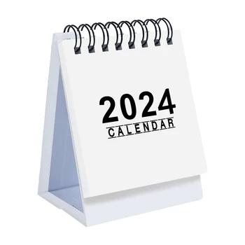 Kaksikud Traat Siduvad Kantav Paks Paber 2024 Lihtne Mini Valge Must Desktop Decor Tasuta Alalise Stabiilne Laud Kalender Kodu