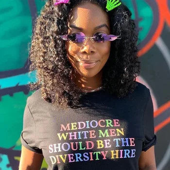 Keskpärane Valged Mehed Tuleks Mitmekesisuse Palgata Rainbow Tähed T-särk Naistele, Suvel Lühikesed Varrukad Puuvill Feministlik Tops Tees