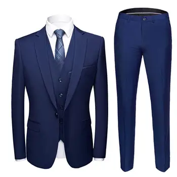 Kõrge Kvaliteet (Pintsak+ Vest + Püksid) Mehed Lihtne Äri Elegantne Mood tööintervjuu Härrasmees Sobiks Slim 3-osaline Ülikond