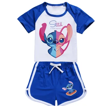Lapsed Armas Disney Stitch Riided Väikelapse Tüdrukud Suvel Väikelapse Riided Poiste Riided Laste Komplekt Lühikesed Varrukad Vaba Aja Veetmise SportSuit