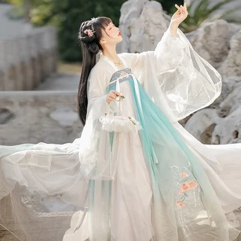 Naiste Hiina Traditsiooniline Hanfu Kostüüm Uus Stiil Lady Han Dünastia Kleidi Tikandid Tang Dünastia Printsess Rahvatantsu Riided