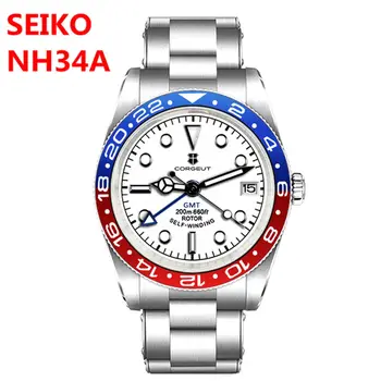 NH34 Liikumise 39MM Luksus Corgeut Vaadata 2023 200M Veekindel reloj hombre GMT Dive Watch Safiir Klaas, Helendav Watchs Meestele