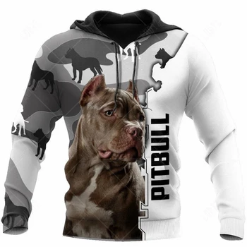 Pet Dog Pitbull Hupparit Meeste Topp 3D Print Unisex Täiskasvanute Tops Sügisel Pikad Varrukad Streetwear Kapuutsiga Topp, Meeste Riided