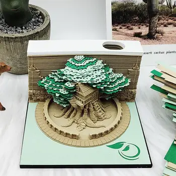 Plokk Temple Kalender 2024 Kunsti Notepad 3D Kalender 3D Memo Pad Tuled Märkus Blokeerida Laua Kaunistamiseks Kingitus