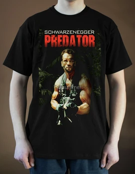 Predator Filmi Plakat Ver. 3 Arnold Schwarzenegger T-Särk (Must) S-5Xl