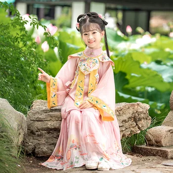 Printsess Tang Sobiks Laste Cosplay Kostüümid Tüdruk Roosa Tikand Kleit Lapsed Hanfu Hiina Traditsiooniline Tang Ülikond