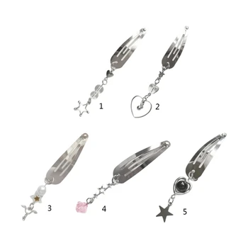 Q0KE Y2k Pentagramm Star Pin-Magus Lahe Liialdatud Star Südame Ripats Juuksed Clip Naiste Harajuku Fashion Hair Accessory