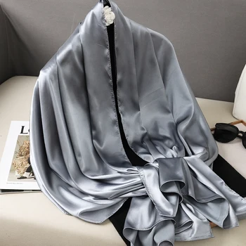 Suured Silkly Plekk Salli Naiste Plain Foulard Femme Luksus Hijab Pikk Sall Õhtu Poole Kleit Suurrätikud ja Wrapid 2023