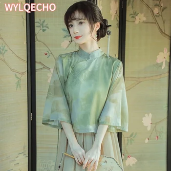 Traditsiooniline Hiina Tangsuit Seelik Hanfu Klassikaline Prindi Silma Naiste Särk Tang Mantel Elegantne Pluus Kleit Riided Oriental Kostüüm