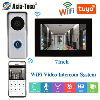 TUYA Traadita Wifi Video Uksekell 1080P 10 7 Tolline Värviline puuteekraan Smart APP Kodu Intercom Komplekt RFID-läbipääsusüsteem