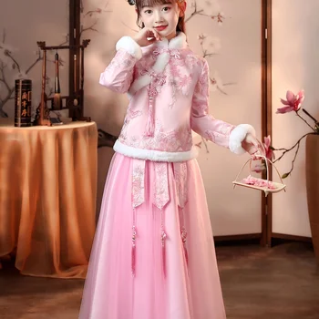Tüdrukud Hanfu Roosa Tang Sobib Paksenenud Termilise Silma Printsess Kleidid, Tulemuslikkuse Kostüümid Hiina Kevadel Uue Aasta Küülik