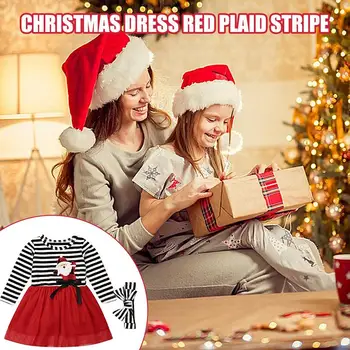 Tüdrukute Triibuline Jõulud Kleit Tüdrukute Triibuline Puuvillane Kleit Armas Pullover Pluus Printsess Partei Tikandid Jõulud Riided