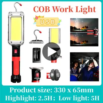 USB Laetav COB Kerge Töö Portable LED Taskulamp 18650 Reguleeritav Veekindel Magnet Hook Klamber Telkimine Laterna