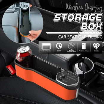 Uus Auto Korraldaja Koos Laadija Kaabel Storage Box for IOS/Android/C-Tüüpi Kaksik-USB-Auto Iste Lõhe täitmisel Traadita USB-Auto Kiire Cha