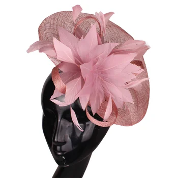 Uus Virsiku Naised Pruudi Sulg Peapael Daamid Flower Mesh Sinamay Fascinator Müts Stiilne Millinery Cocktail Tee Poole Pulm