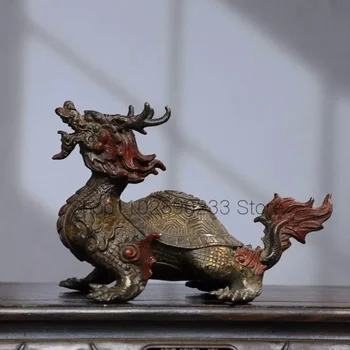 vana-Hiina dünastia pronks, kullatud fengshui õnnelik loomade Dragon Kilpkonna kuju