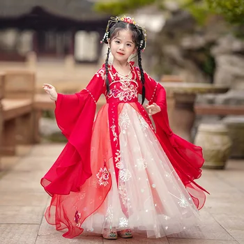 Vana-Hiina Kostüüm Tüdruk Traditsiooniline Tang Dünastia Haldjas Kleit Hanfu Varustus Lapsed Han Dünastia Elegantne Tulemuslikkuse Riided
