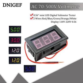 Voltmeeter AC 70-500V Volt on 0,56 mini LED Digitaalne Pinge Meetri Volt Vahend Tester 2 Juhtmed Punane/Sinine/Roheline Ekraan 220V 110V
