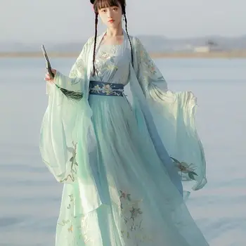 Yourqipao Naiste Hiina Traditsiooniline Hanfu Kostüüm Lady Han Dünastia Kleidi Tikandid Wei JIN Dünastia Partei Show Tantsu Riided